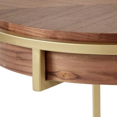 Ervyn Wood and Metal Round End Table - Inspire Q Walnut 6 Ervyn Wood and Metal Round End Table - Inspire Q Walnut - Image 4
