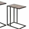 A&B Home Set of 2 Raj Brass Inlaid Nesting Side Tables Black/Brown - A&B Home -Side Tables Sales unnamed file 163