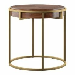 Ervyn Wood and Metal Round End Table - Inspire Q Walnut 12 Ervyn Wood and Metal Round End Table - Inspire Q Walnut -Side Tables Sales unnamed file 1630