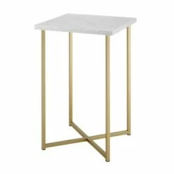24" Maxwell Two-Tone Glam Side Table - Saracina Home White Faux Marble/gold -Side Tables Sales unnamed file 1646