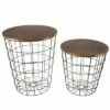 Hastings Home Wire and Wood Nesting End Tables With Storage - Brown/Black, Set of 2 -Side Tables Sales unnamed file 1648
