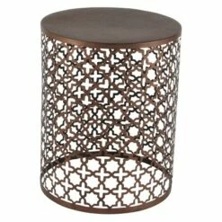 Metal (Set of 3) Cylinder Quatrefoil Design Accent Tables Brown - Olivia & May -Side Tables Sales unnamed file 167