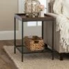 Rosalyn Urban Industrial Glam Square Tray Side Table with Metal Mesh Shelf - Saracina Home Gray Wash -Side Tables Sales unnamed file 1685