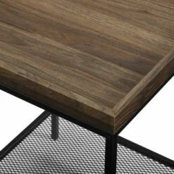 Rosalyn Urban Industrial Glam Square Tray Side Table with Metal Mesh Shelf - Saracina Home Gray Wash -Side Tables Sales unnamed file 1687