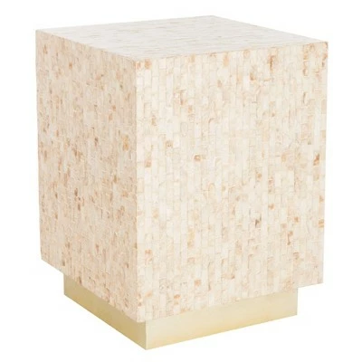 Juno Rect Mosaic Side Table Beige/Gold - Safavieh 4 Juno Rect Mosaic Side Table Beige/Gold - Safavieh - Image 2