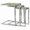 Olivia & May Set of 3 Mango Wood and Stainless Steel Nesting Tables Brown - Olivia & May