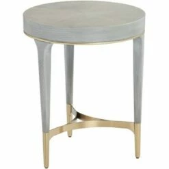 55 Downing Street Modern Wood Gold Metal Round Accent Side End Table 19 3/4" Wide Gray Texture for Living Room Home House Entryway -Side Tables Sales unnamed file 1705