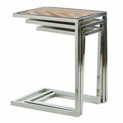 Olivia & May Set of 3 Mango Wood and Stainless Steel Nesting Tables Brown - Olivia & May -Side Tables Sales unnamed file 174