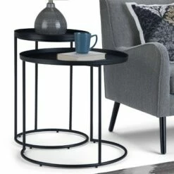 2pc 24" Lipton Metal Nesting Table Black - WyndenHall