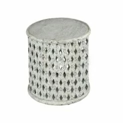 Samir Round End Table Alabaster - Steve Silver Co.