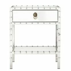 Ansley Mirrored Nailhead Stainless Steel End Table Chrome - Inspire Q -Side Tables Sales unnamed file 1860
