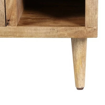 Transitional Mango Wood Side Table with Open Cubbies and Door Storage Brown - The Urban Port 6 Transitional Mango Wood Side Table with Open Cubbies and Door Storage Brown - The Urban Port - Image 4
