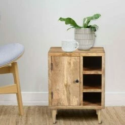 Transitional Mango Wood Side Table with Open Cubbies and Door Storage Brown - The Urban Port 15 Transitional Mango Wood Side Table with Open Cubbies and Door Storage Brown - The Urban Port -Side Tables Sales unnamed file 1891