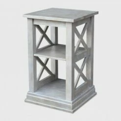 Hampton Accent Table with Shelves - International Concepts Washed Gray/taupe -Side Tables Sales unnamed file 1920