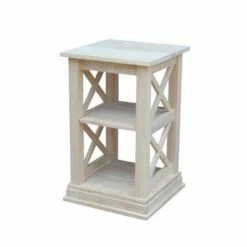Hampton Accent Table with Shelves - International Concepts Washed Gray/taupe -Side Tables Sales unnamed file 1922