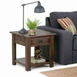 22" Garret End Table - WyndenHall Distressed Charcoal Brown