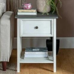 Modern Farmhouse Single Drawer End Table - Saracina Home Gray/white Wash -Side Tables Sales unnamed file 1943