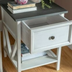 Modern Farmhouse Single Drawer End Table - Saracina Home Gray/white Wash -Side Tables Sales unnamed file 1945