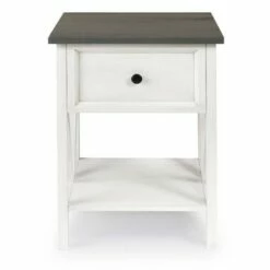 Modern Farmhouse Single Drawer End Table - Saracina Home Gray/white Wash -Side Tables Sales unnamed file 1946