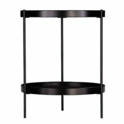 Vermicelli Round Farmhouse Style End Table Black - Aiden Lane