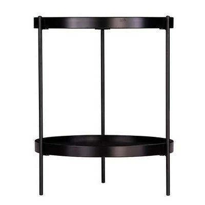 Vermicelli Round Farmhouse Style End Table Black - Aiden Lane 3 Vermicelli Round Farmhouse Style End Table Black - Aiden Lane
