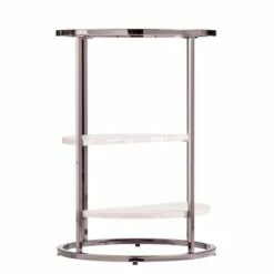 Lademore Round Side Table with Faux Stone Black - Aiden Lane