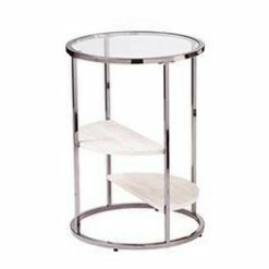 Lademore Round Side Table with Faux Stone Black - Aiden Lane -Side Tables Sales unnamed file 2025