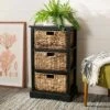 Halle 3 Wicker Basket Storage Side Table - Safavieh Vintage Gray