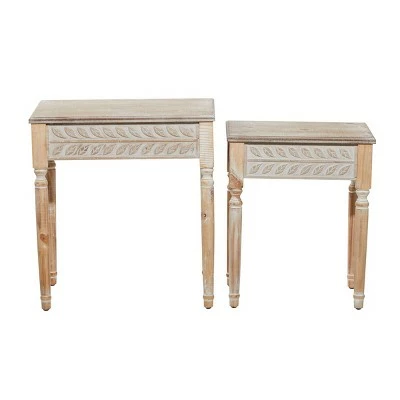 Olivia & May Set of 2 Farmhouse Wood Accent Tables Brown - Olivia & May 5 Olivia & May Set of 2 Farmhouse Wood Accent Tables Brown - Olivia & May - Image 3