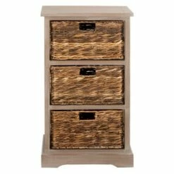Halle 3 Wicker Basket Storage Side Table - Safavieh Vintage Gray -Side Tables Sales unnamed file 2078