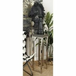 Olivia & May Set of 2 Contemporary Stainless Steel Accent Tables Black - Olivia & May