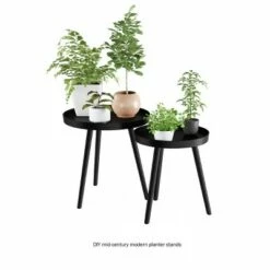 Hastings Home Nesting End Tables - Circular Mid-Century Modern Accent Table with Tray Top - Set of 2, Matte Black -Side Tables Sales unnamed file 2085