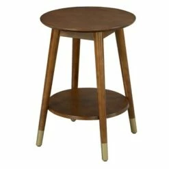 Breighton Home Wilson Mid Century Round End Table with Bottom Shelf - Johar Furniture Espresso -Side Tables Sales unnamed file 2092