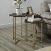 Set of 3 Glam Hexagon Geometric Nesting Accent Tables - Saracina Home Dark Walnut/gold -Side Tables Sales unnamed file 2203
