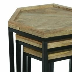 Set of 3 Morella Modern Industrial Handcrafted Mango Wood Nested Side Tables Natural/Black - Christopher Knight Home -Side Tables Sales unnamed file 221