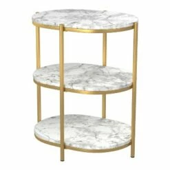 Crail Faux Marble Top Side Table - miBasics White/gold