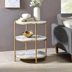 Crail Faux Marble Top Side Table - miBasics White/gold -Side Tables Sales unnamed file 2243