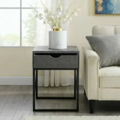 Faux Shagreen Modern 1 Drawer Side Table - Saracina Home Off-white -Side Tables Sales unnamed file 2256