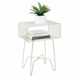 mDesign Modern Farmhouse Home Decor End Table, Wire Grid Storage Shelf -Side Tables Sales unnamed file 2280