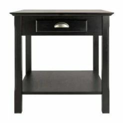 Timber End Table with One Drawer and Shelf - Black - Winsome