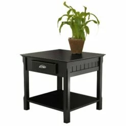 Timber End Table with One Drawer and Shelf - Black - Winsome -Side Tables Sales unnamed file 2324