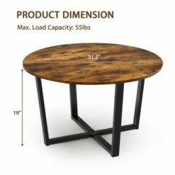Costway Round Coffee Table Industrial Style Cocktail Side Table With Metal Frame