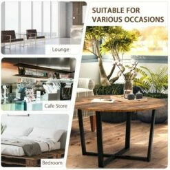 Costway Round Coffee Table Industrial Style Cocktail Side Table With Metal Frame -Side Tables Sales unnamed file 2329