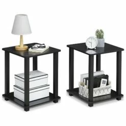 Furinno Furniture Simplistic Wooden Sturdy Square Flat Top Indoor Home Decor End Tables for Bedrooms and Living Rooms, Black (2 Pack) -Side Tables Sales unnamed file 2344