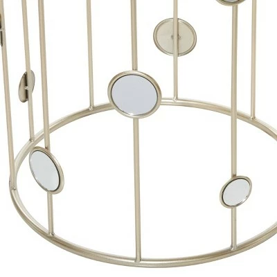 Olivia & May Set of 2 Contemporary Metal Accent Tables with Mirrored Top Gold - Olivia & May 4 Olivia & May Set of 2 Contemporary Metal Accent Tables with Mirrored Top Gold - Olivia & May - Image 2