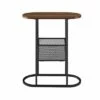 Contemporary Oval Accent Side Table with Metal Wire Rack - Saracina Home Dark Walnut