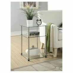 Classic Glass 3 Tier End Table Clear Glass - Breighton Home -Side Tables Sales unnamed file 2384