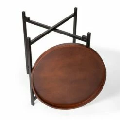 Mid-Century Modern Round Side Table with Removable Wood Tray Brown - Danya B. -Side Tables Sales unnamed file 2398