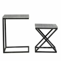 Olivia & May Set of 2 Marble and Metal Nesting Tables Black - Olivia & May -Side Tables Sales unnamed file 240