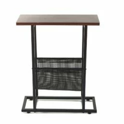 The Lakeside Collection Lakeside Industrial Accent Side Table with Magazine Pouch - Accessory Room Storage